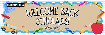 Faux Painted Banner- Back to School (2x6- vertical & horizontal)