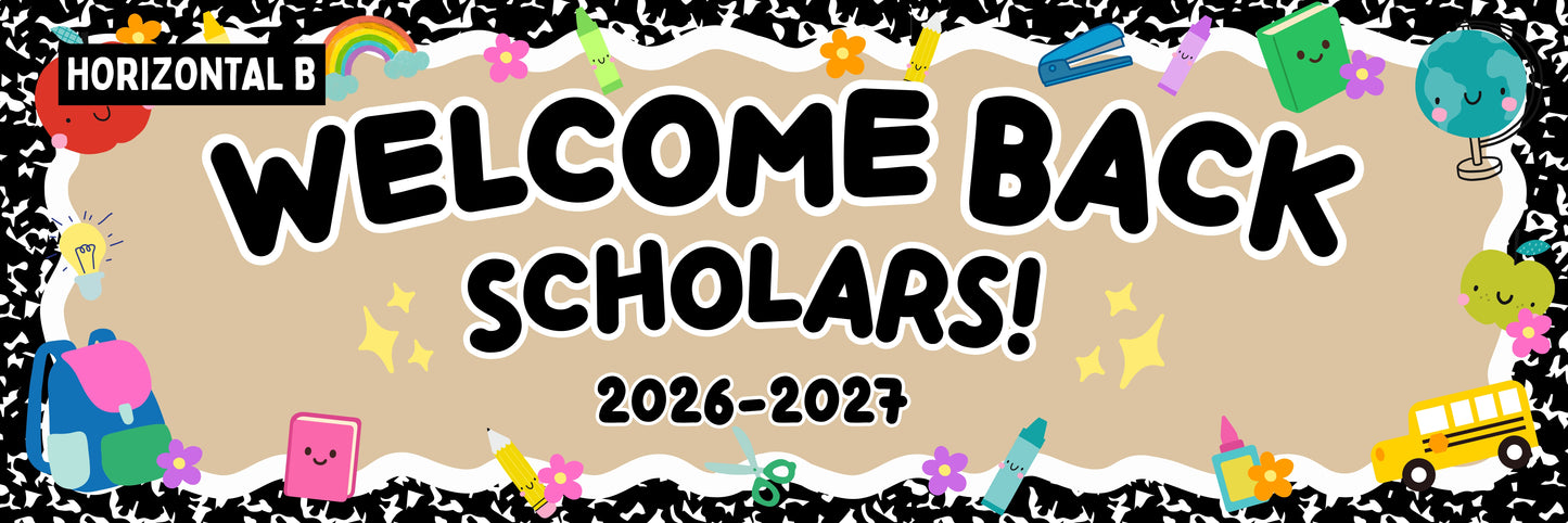 Faux Painted Banner- Back to School (2x6- vertical & horizontal)