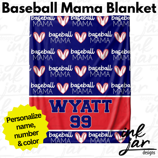 Blanket- Personalized BASEBALL Mama (single ordering)