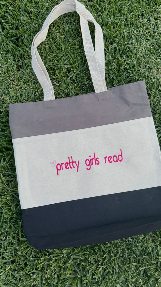 ALL BOOKED COLLECTIVE- 'pretty girls read' color block tote