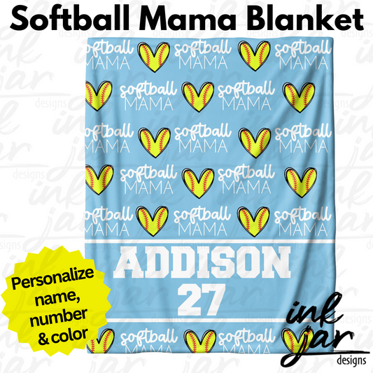 Blanket- Personalized SOFTBALL Mama (single ordering)