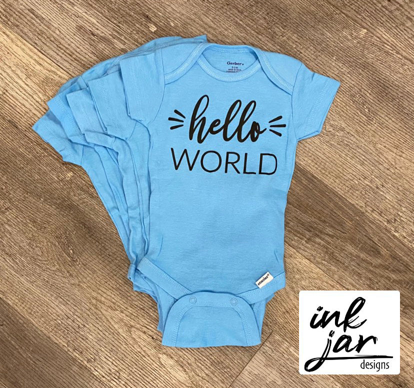 Hello World Baby Onsie- Screen Print