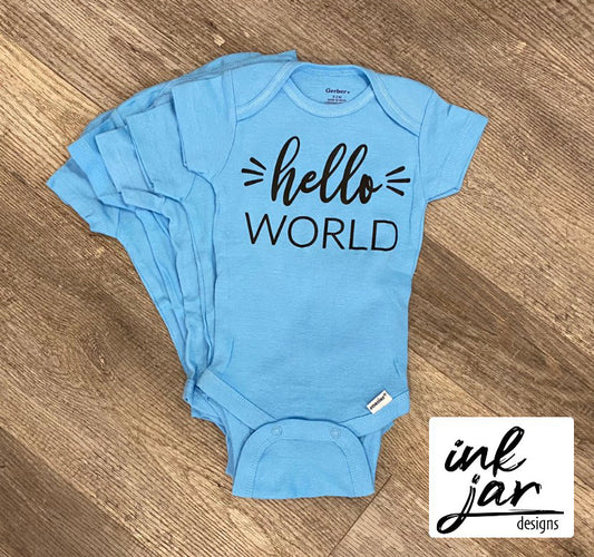 Hello World Baby Onsie- Screen Print