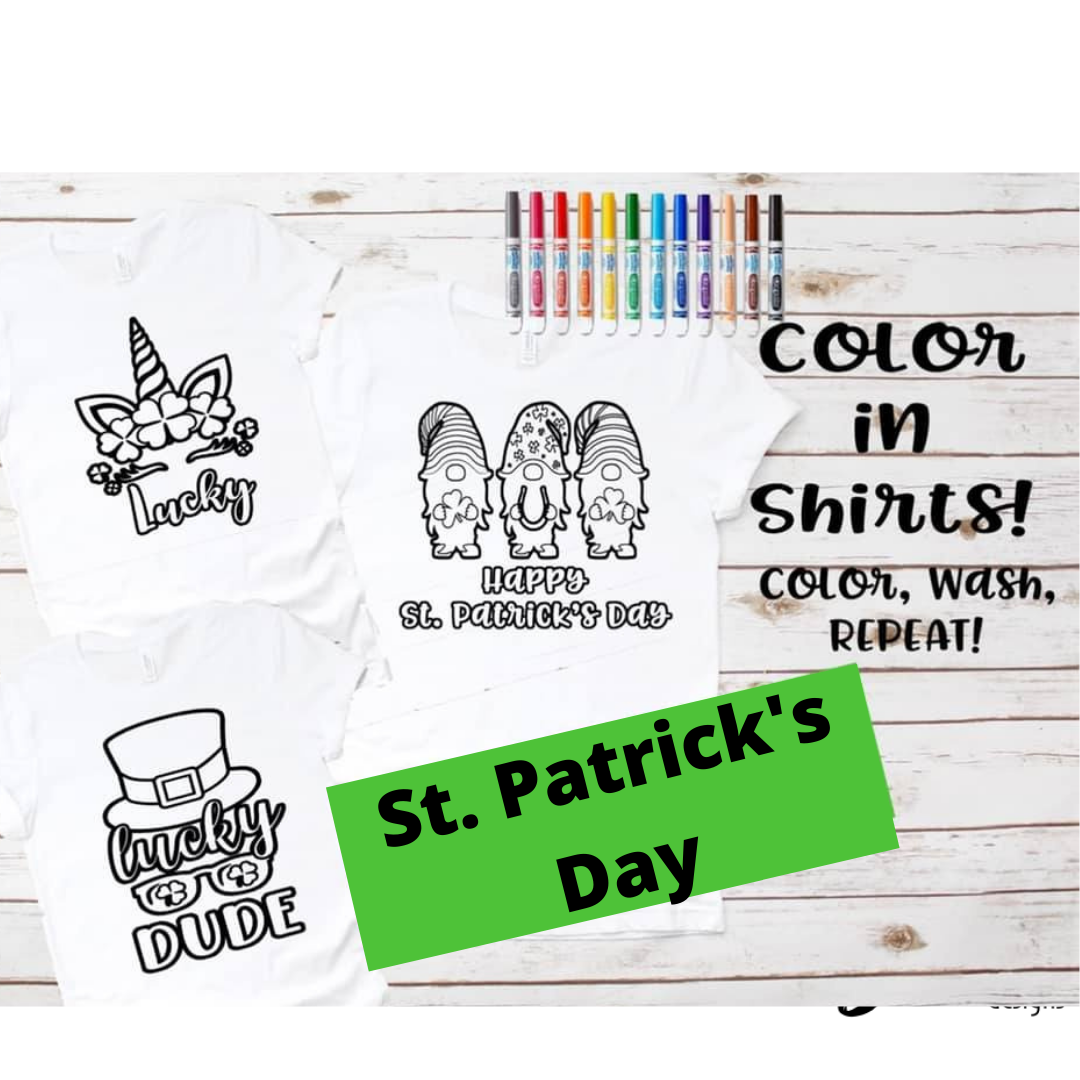 St Patricks Day YOUTH Coloring Sheet Shirts