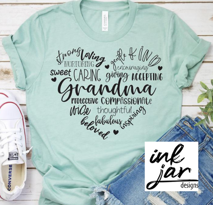 Grandma Heart Word Art