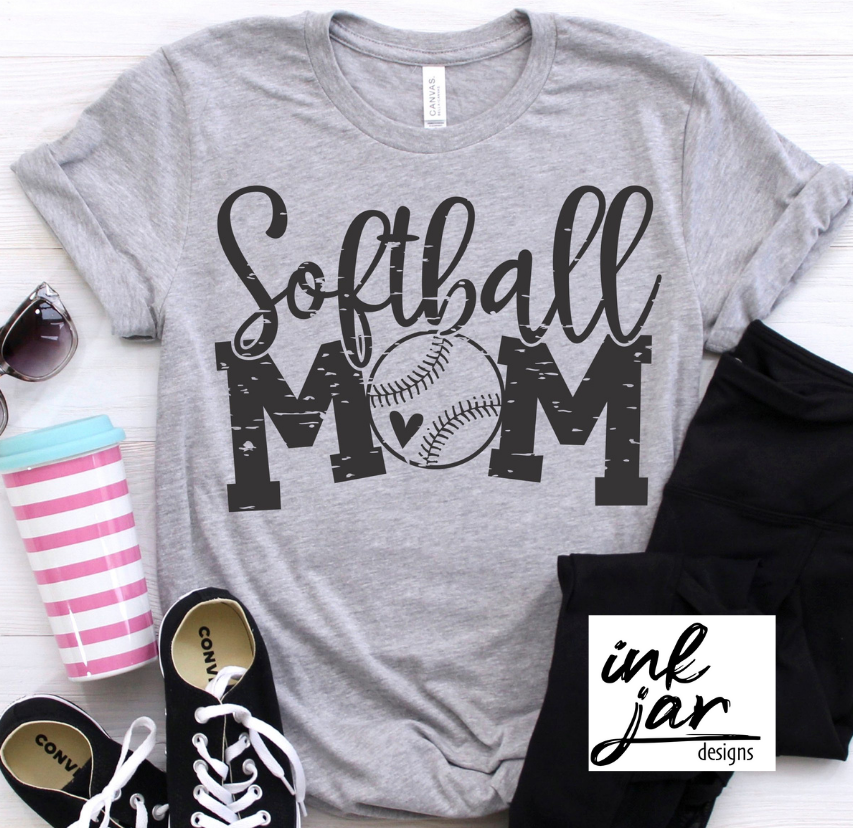 Softball Mom with Ball & Heart